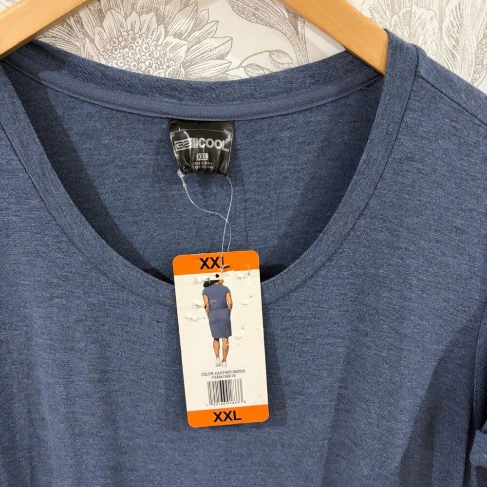 32 Degrees Womens Lux Dress Short Sleeve Pockets Stretchy Heather Indigo Sz XXL - Picture 3 of 8